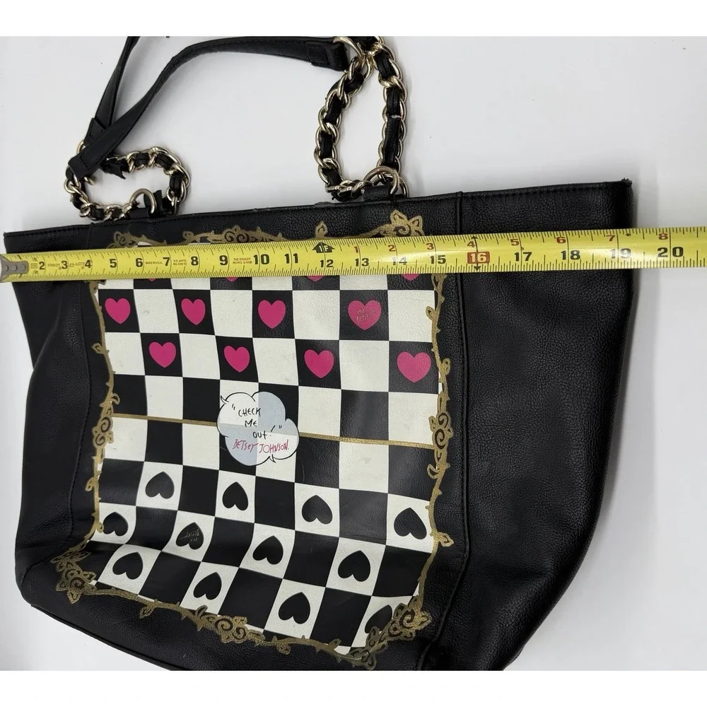Betsey‎ Johnson Queen Kitsch Tote Check Me Out Hearts Checker Board Travel Bag